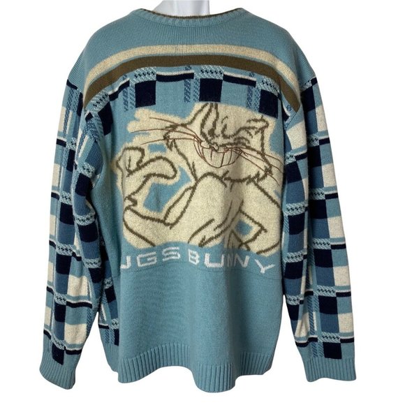 Vintage 90s Bugs Bunny Sweater XL Studio by Southpole Blue Oversize Looney Tunes - Picture 11 of 11